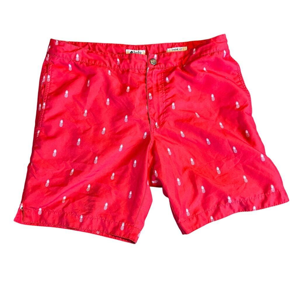 Stylish Red Pineapple Print Men's Swim Shorts